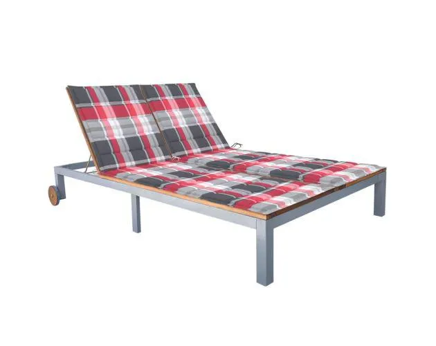vidaXL tumbona 2 personas con cojín madera maciza de acacia y acero
