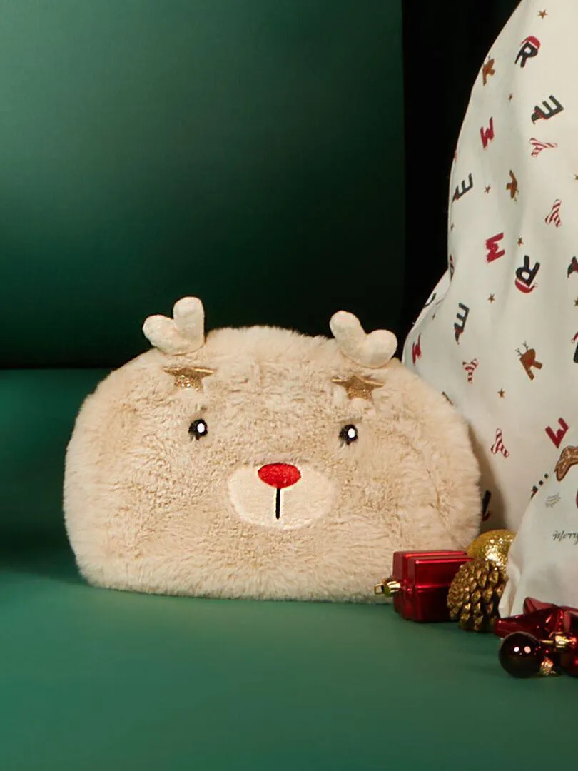 Neceser de 'ciervo' de tejido polar - MARRON