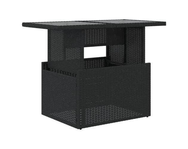 vidaXL mesa de jardín superficie de vidrio ratán pe negro 100x55x73 cm