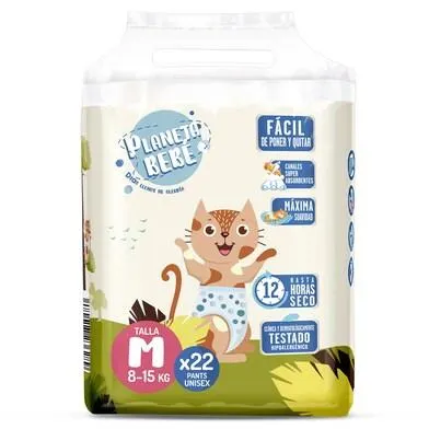 Pañales 8-15 kg talla M Planeta Bebé de Dia bolsa 22 unidades