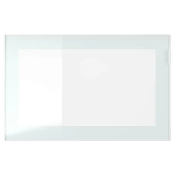 Mueble TV puertas vidrio, efecto roble tinte blanco/Selsviken alto brillo/vidrioesmerilbl,