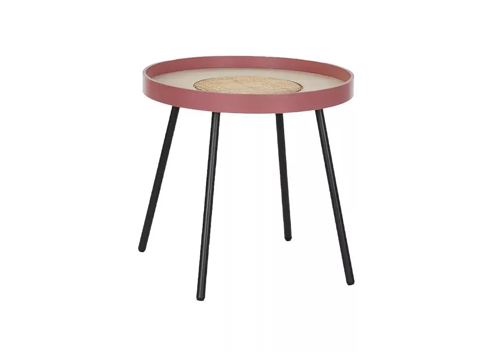 Mesa auxiliar de mimbre rosa DAYTON