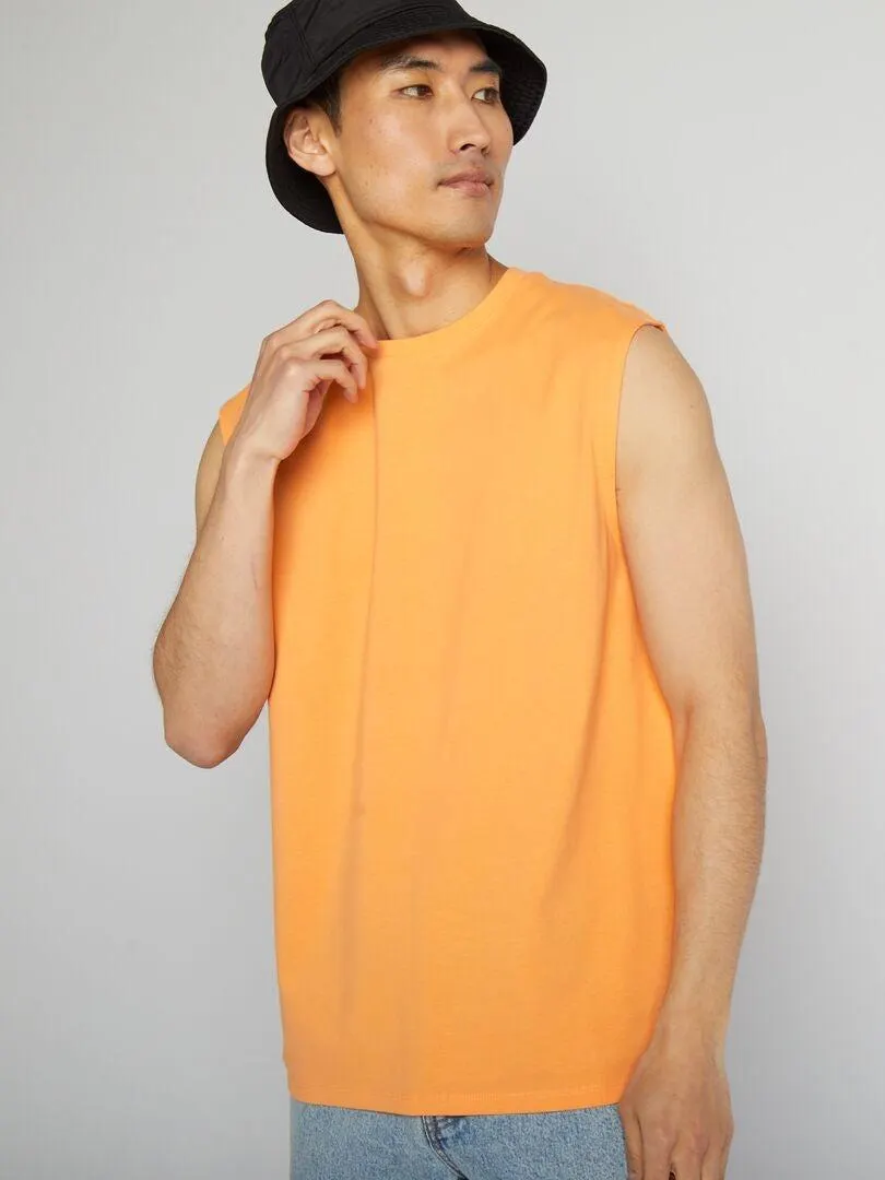 Camiseta sin mangas de punto liso - NARANJA