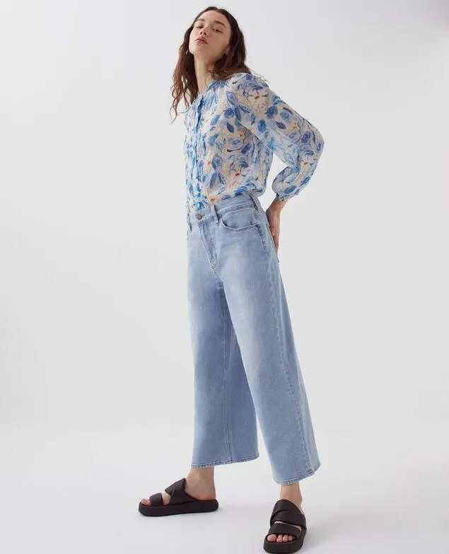 EMY - Jeans cropped wide leg light wash