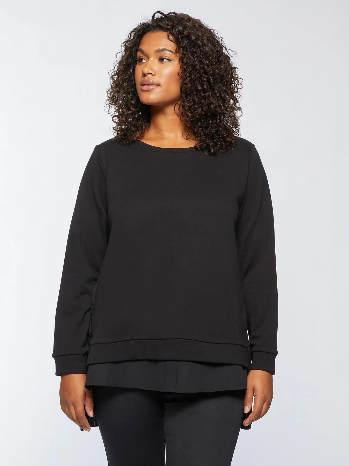 Felpa con inserto plissé dietro