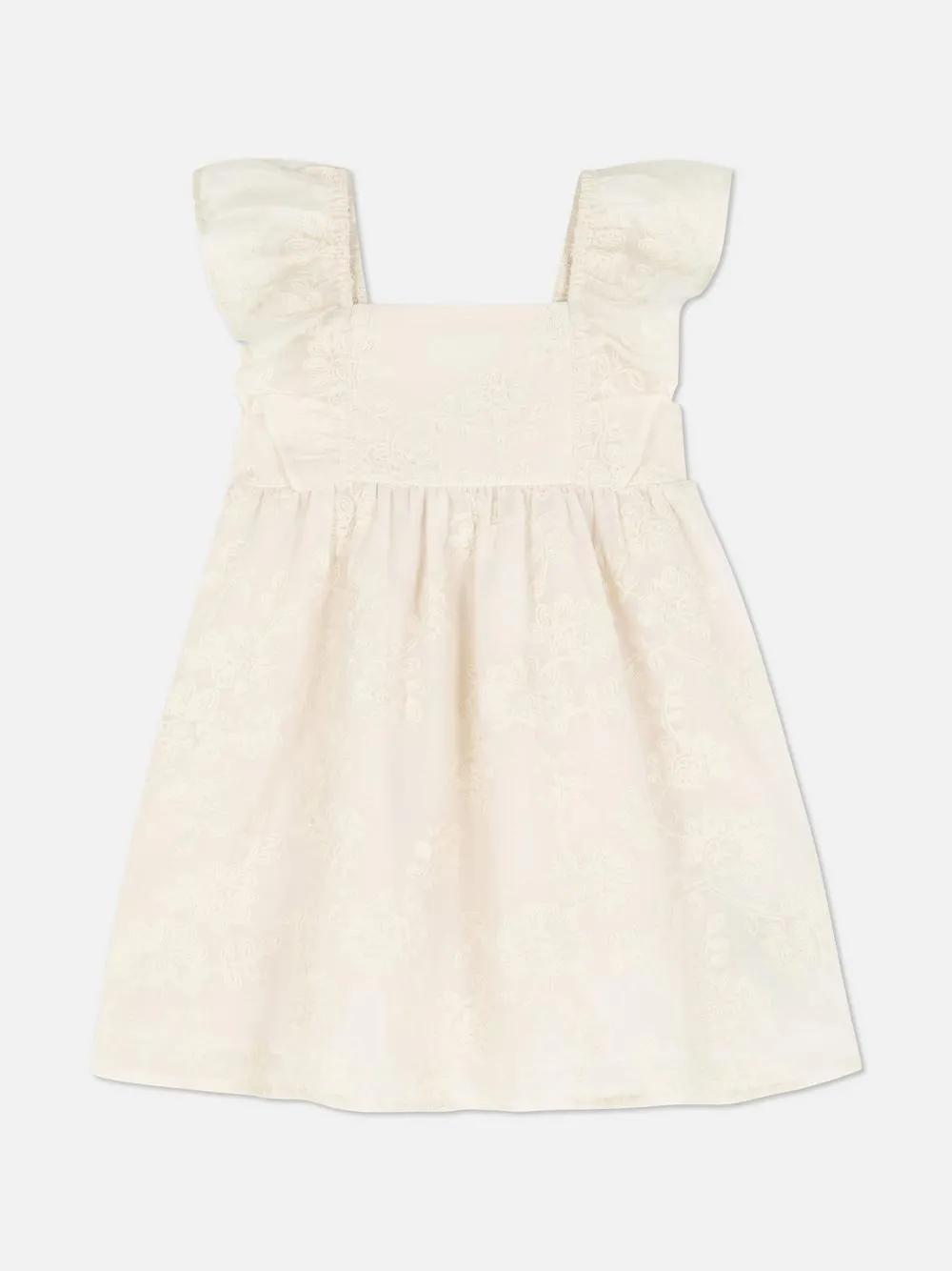 Vestido bordado con volantes