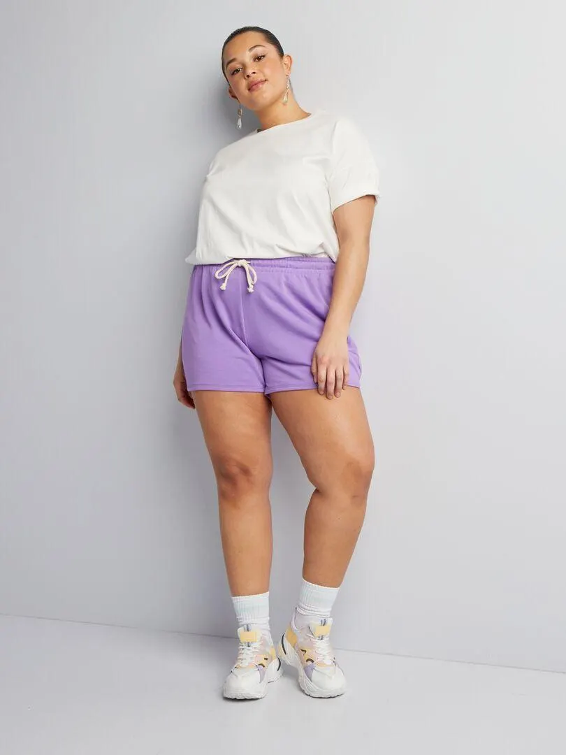 Pantalón corto deportivo jaspeado de chándal - PURPURA