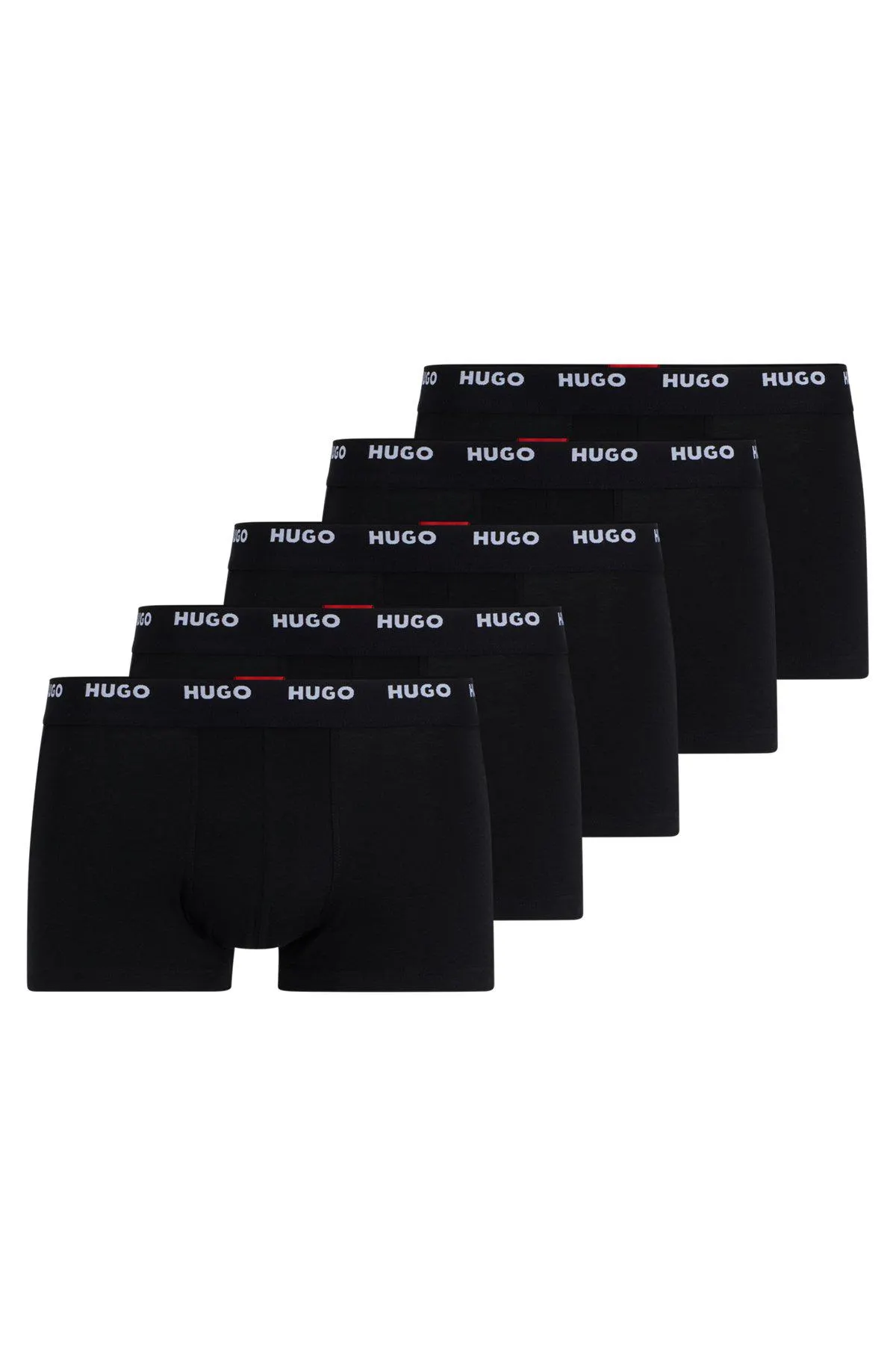 Paquete de cinco calzoncillos de algodón elástico con logo en la cintura