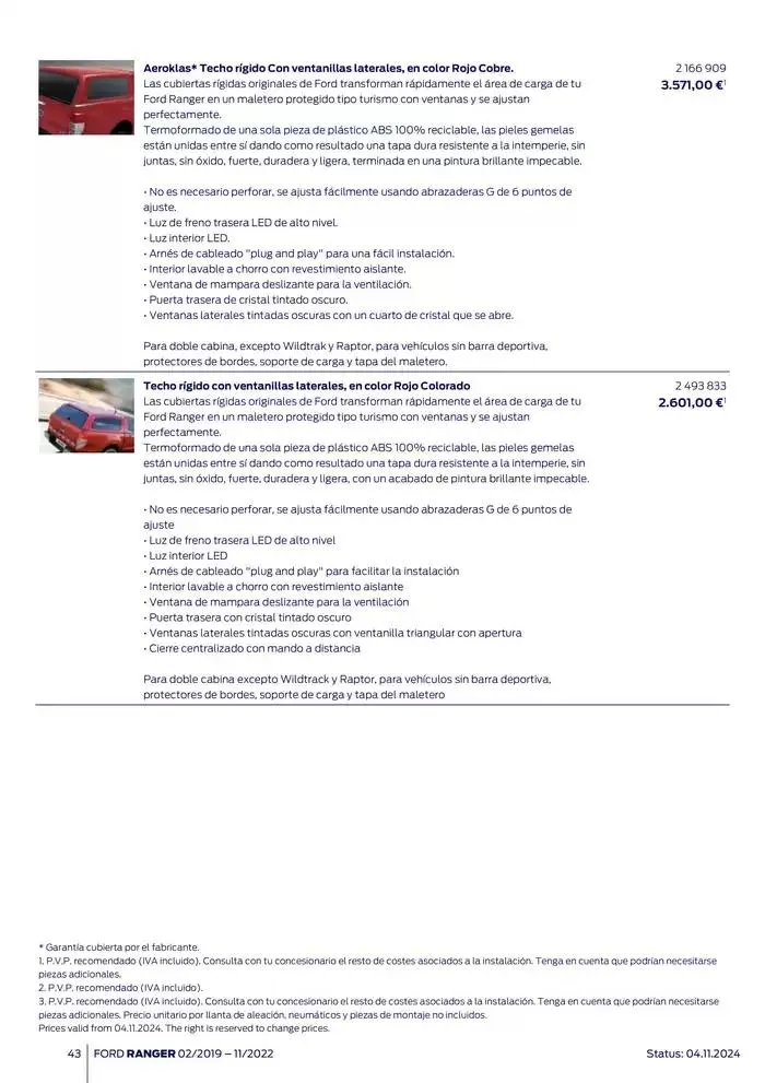 Catálogo de Ford de accesorios Ford Ranger 13 de noviembre al 13 de noviembre 2025 - Página 43