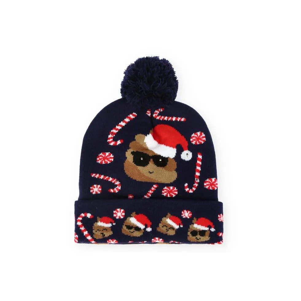 Gorro de navidad caca con luces