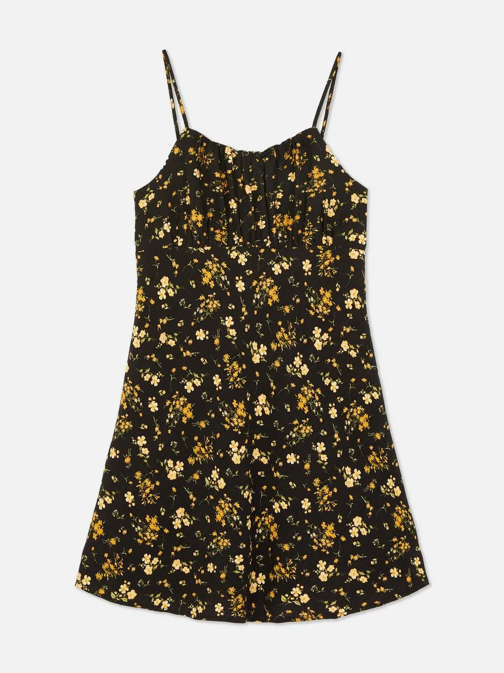 Vestido corto con ramilletes de flores