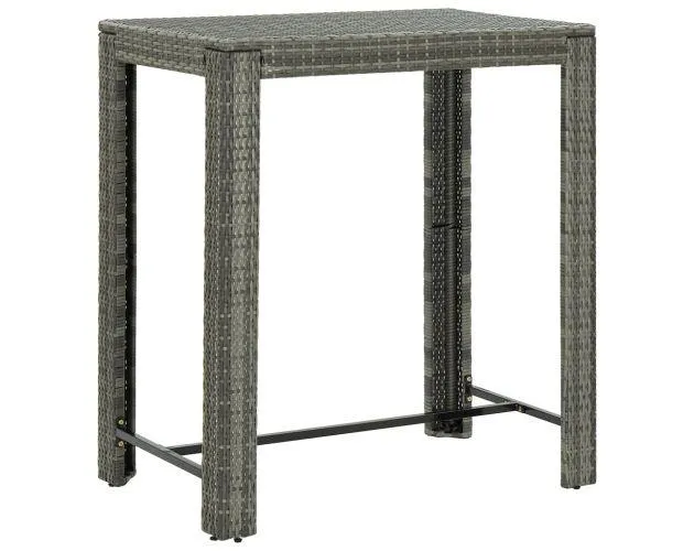 vidaXL mesa alta para jardín ratán sintético gris 100x60,5x110,5 cm