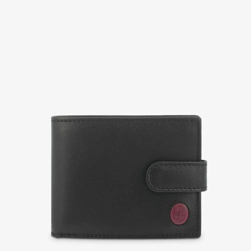 Cartera Billetera con Monedero Interior hombre en piel vacuno color negro/burdeos Tribeca-El Potro