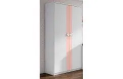 Armario juvenil de 2 puertas blanco y rosa