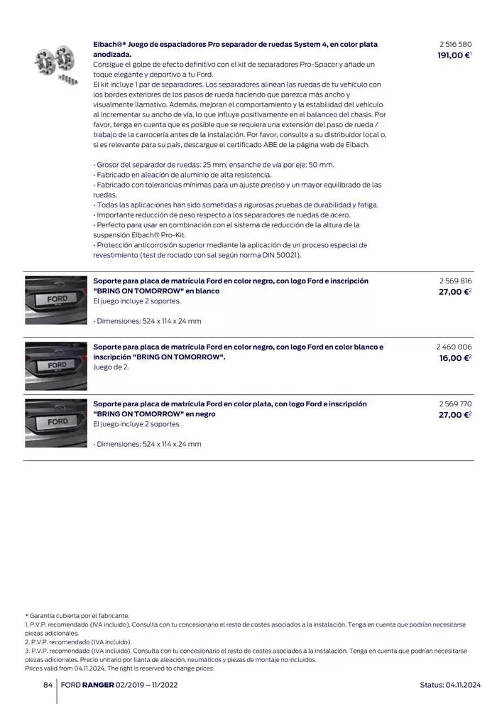 Catálogo de Ford de accesorios Ford Ranger 13 de noviembre al 13 de noviembre 2025 - Página 84