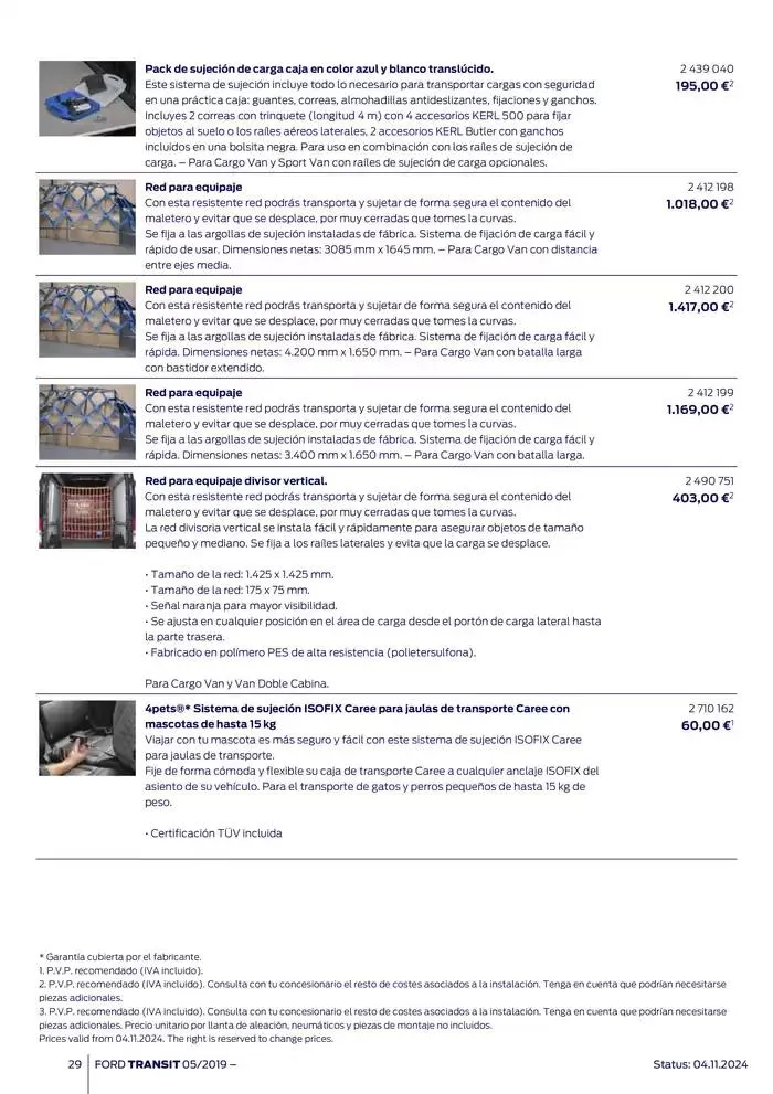 Catálogo de Ford de accesorios Transit Van 13 de noviembre al 13 de noviembre 2025 - Página 29