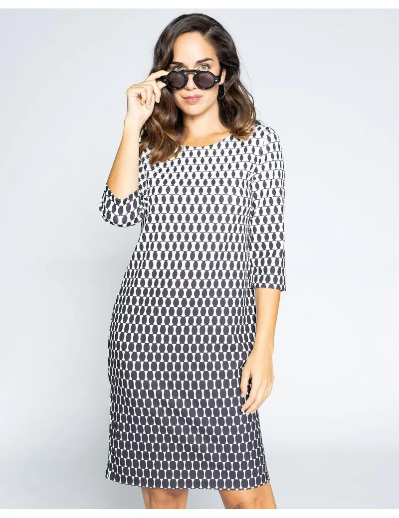 Vestido Punto Geométrico Bicolor