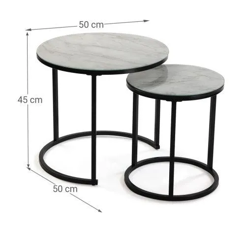 Set de 2 Mesas Nido con Efecto Marmoleado 18790772