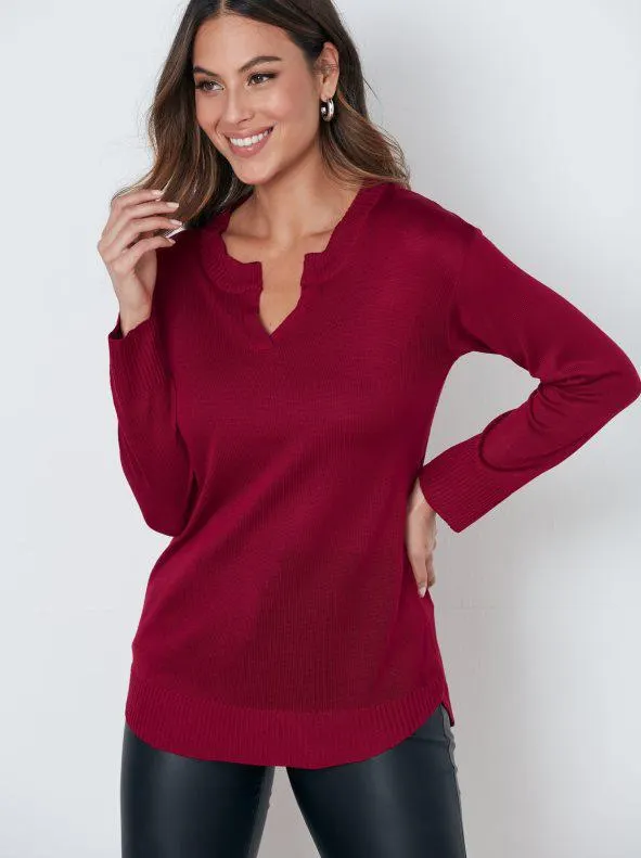 Jersey tricot escote caftán bajo redondeado