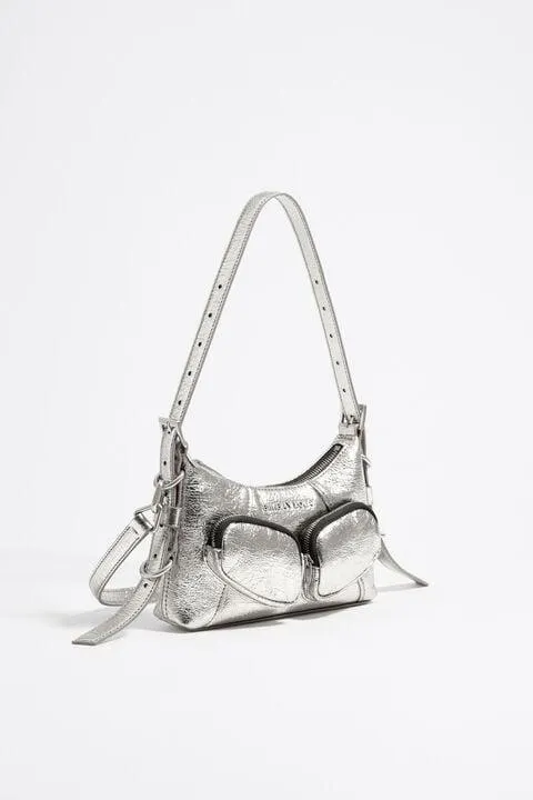 Bolso hobo Pocket XS piel plateado