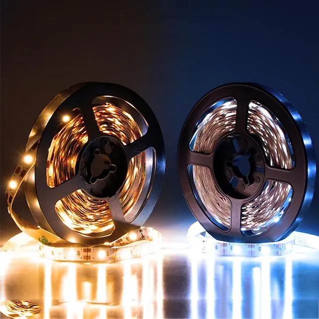 tiras de luz led interfaz usb o caja de batería aa fuente de alimentación flexible 2835 smd por metro 60 leds 8mm blanco cálido blanco frío 5v tira de luz led