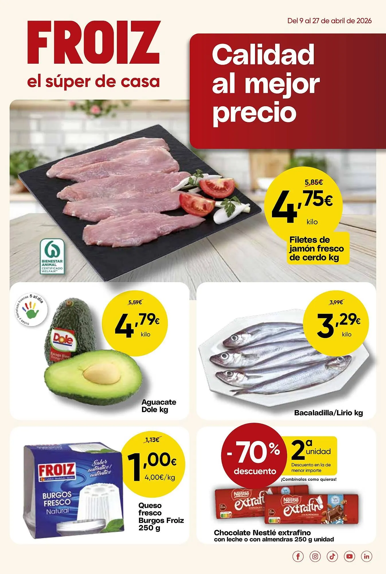 Catálogo de Folleto FROIZ 9 de abril al 27 de abril 2026 - Página 1