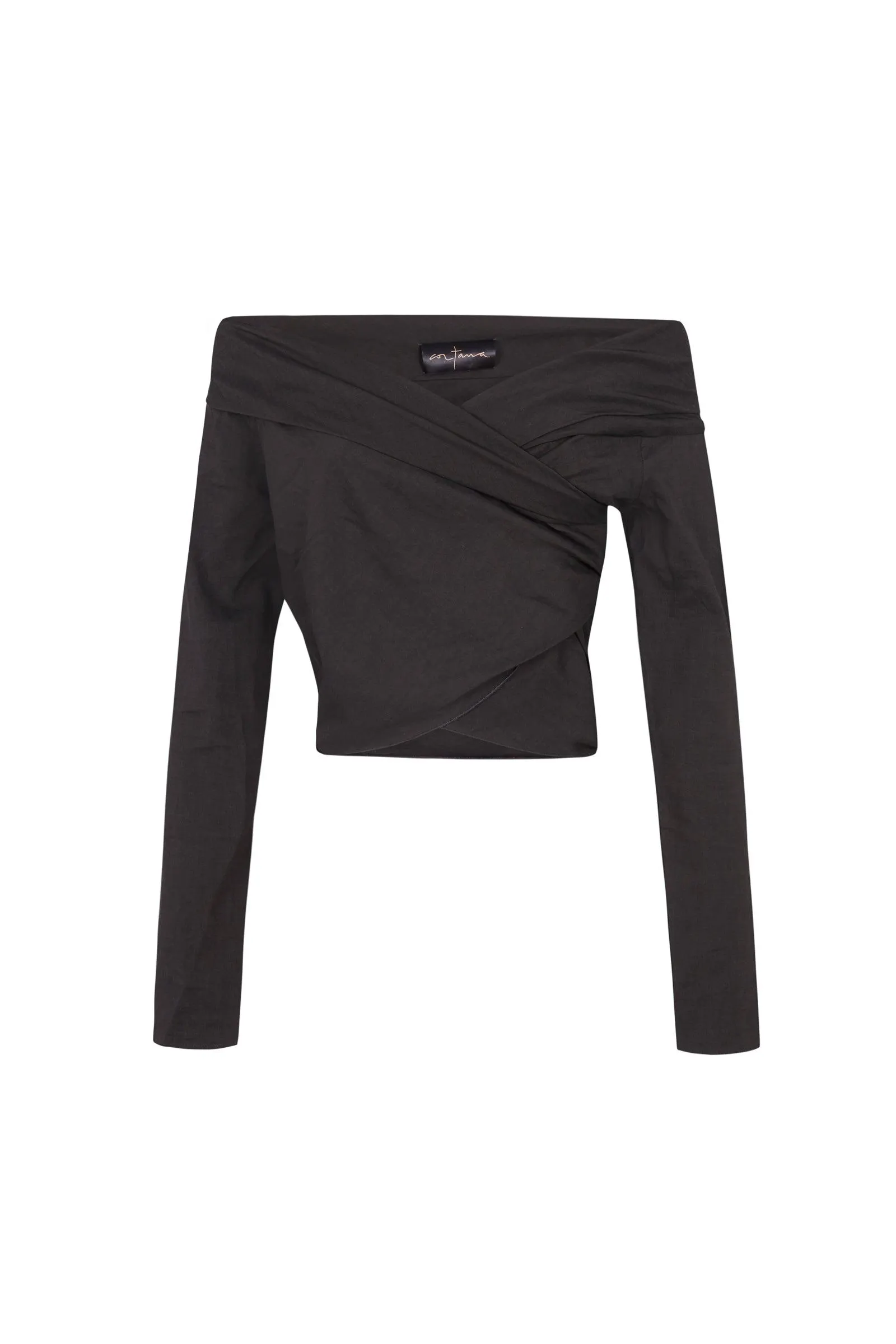 Mira, crop top en cáñamo y viscosa grafito