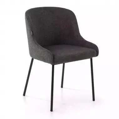 Silla de Confidente Fabia, grueso acolchado, patas metálicas - Negro