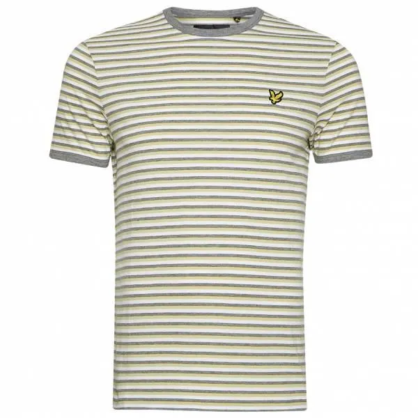 Lyle y Scott Stripe Ringer Hombre Camiseta TS1222VI-W438