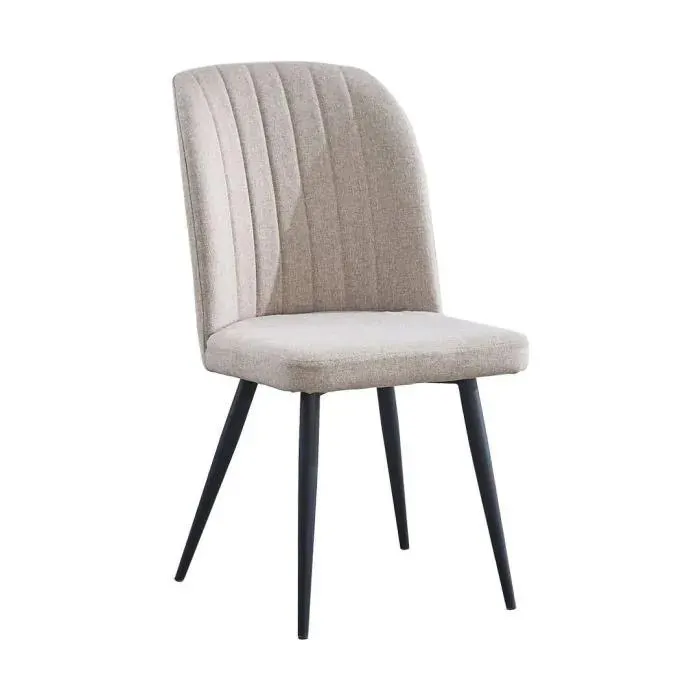 Silla de Comedor Tapizada Beige con Patas de Metal RORY