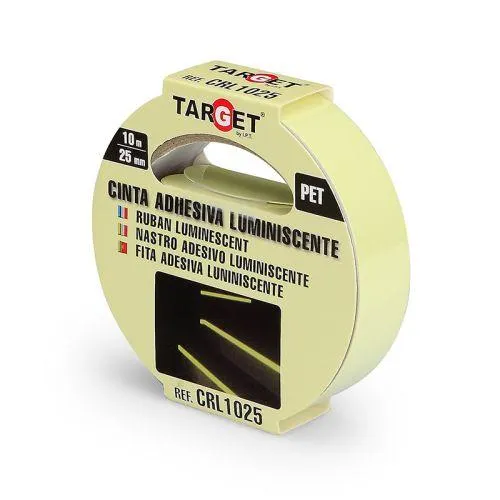 Cinta adhesiva señalizacion 25mmx 10mt pet luminiscente target crl1025