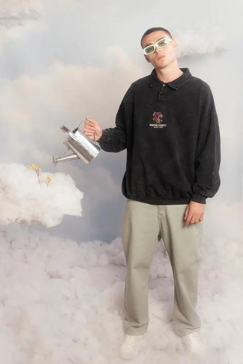 Buttons Washed Mushrooms Sweatshirt Black