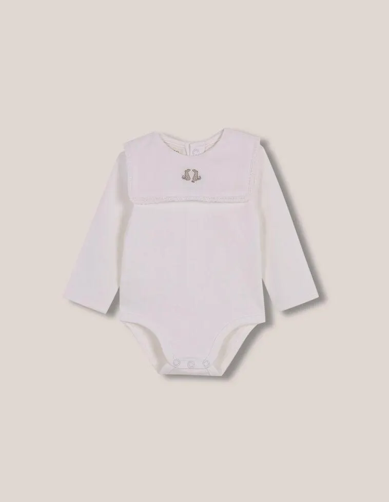 Body Cuello Bordado Blanco Roto