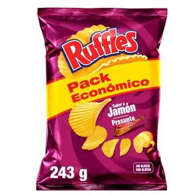Patatas fritas onduladas sabor jamón Ruffles 243g