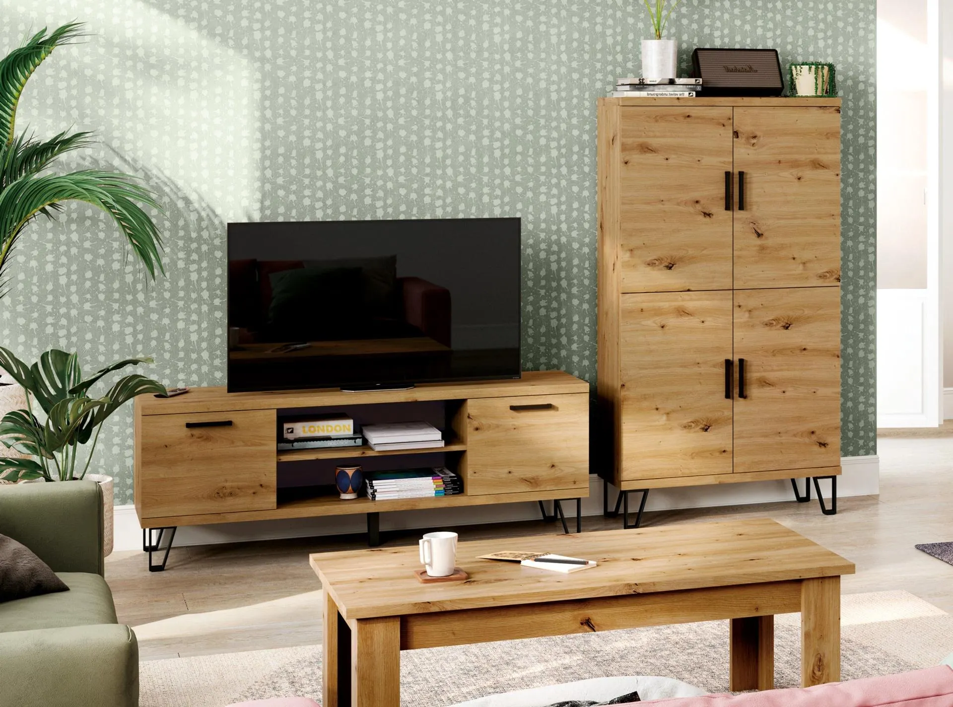 Conjunto de salón de con mueble TV y aparador