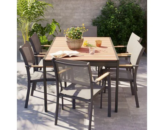 Mesa jardín extensible Vao 75x90x155/263 cm Goodhome