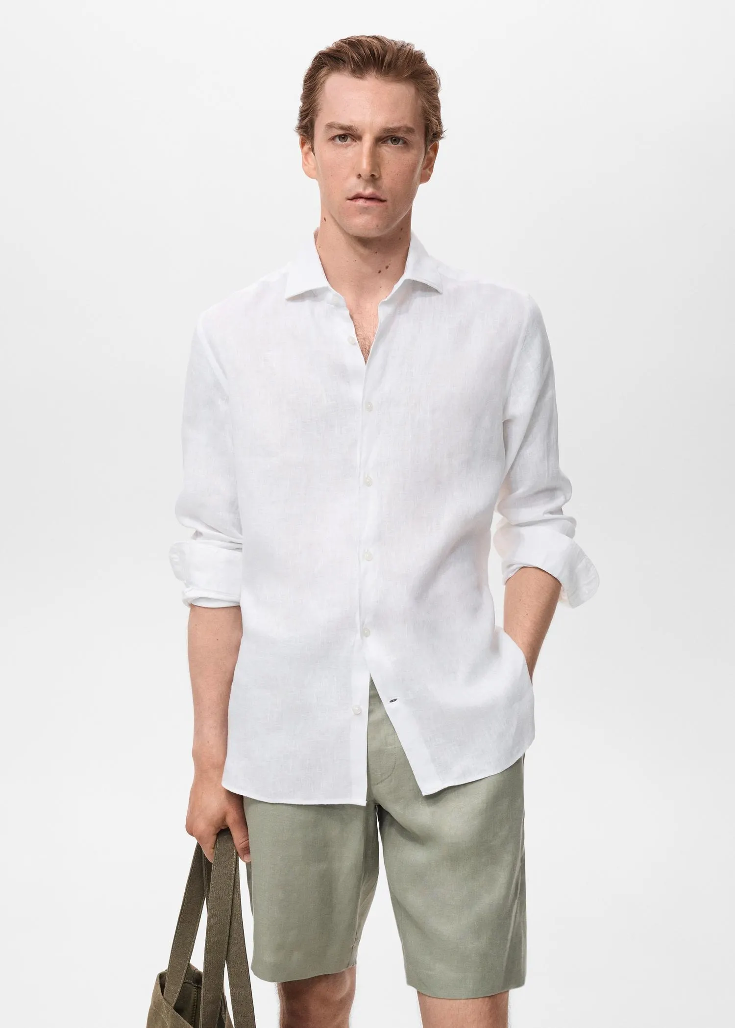 Camisa slim fit 100% lino