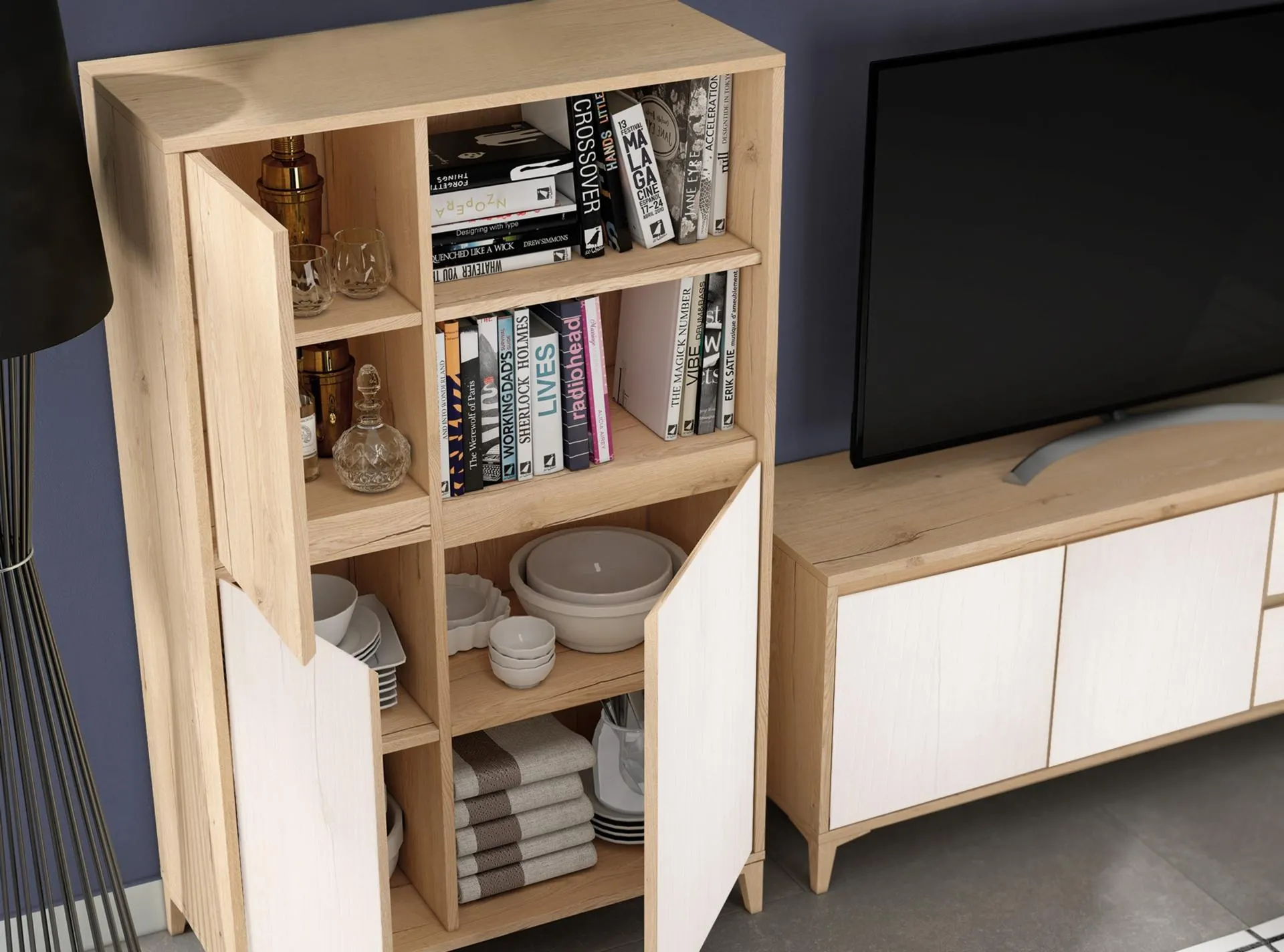 Conjunto de salón con estante opcional