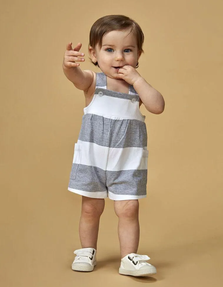 Mono rayas con bordado gris