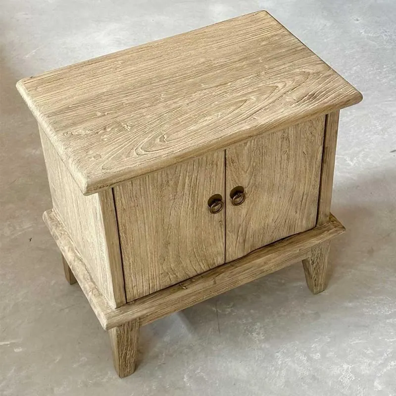Elm wood bedside table, Palo Santo