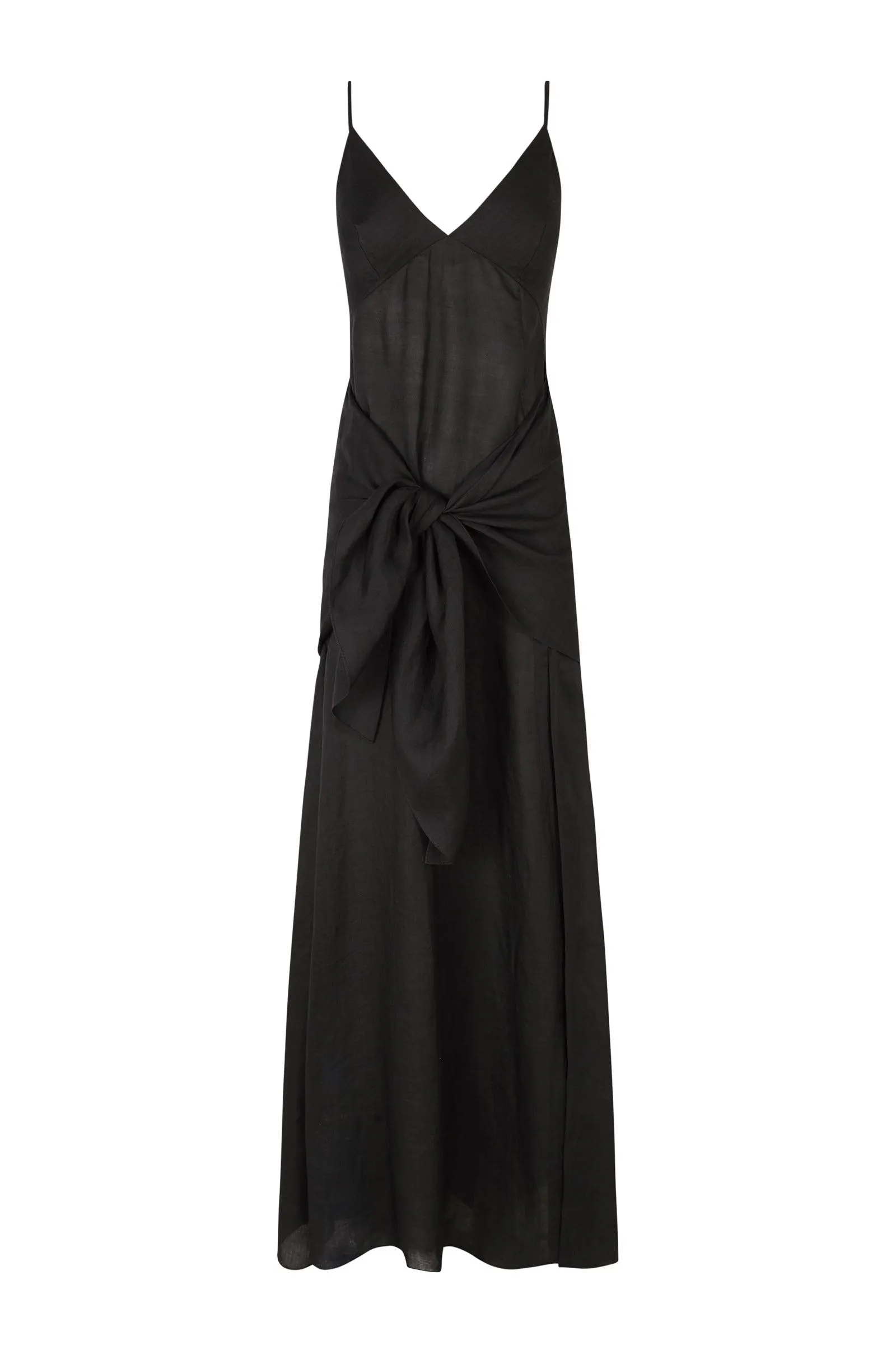 Juliana, smoke gray ramie dress