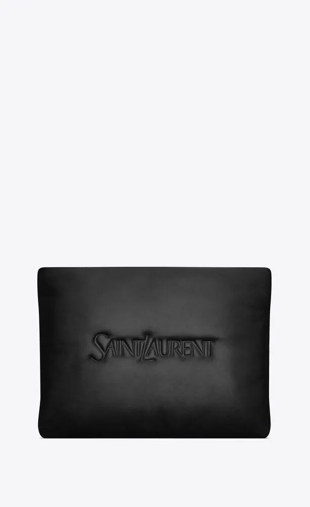 pochette grande acolchada saint laurent de piel de cordero