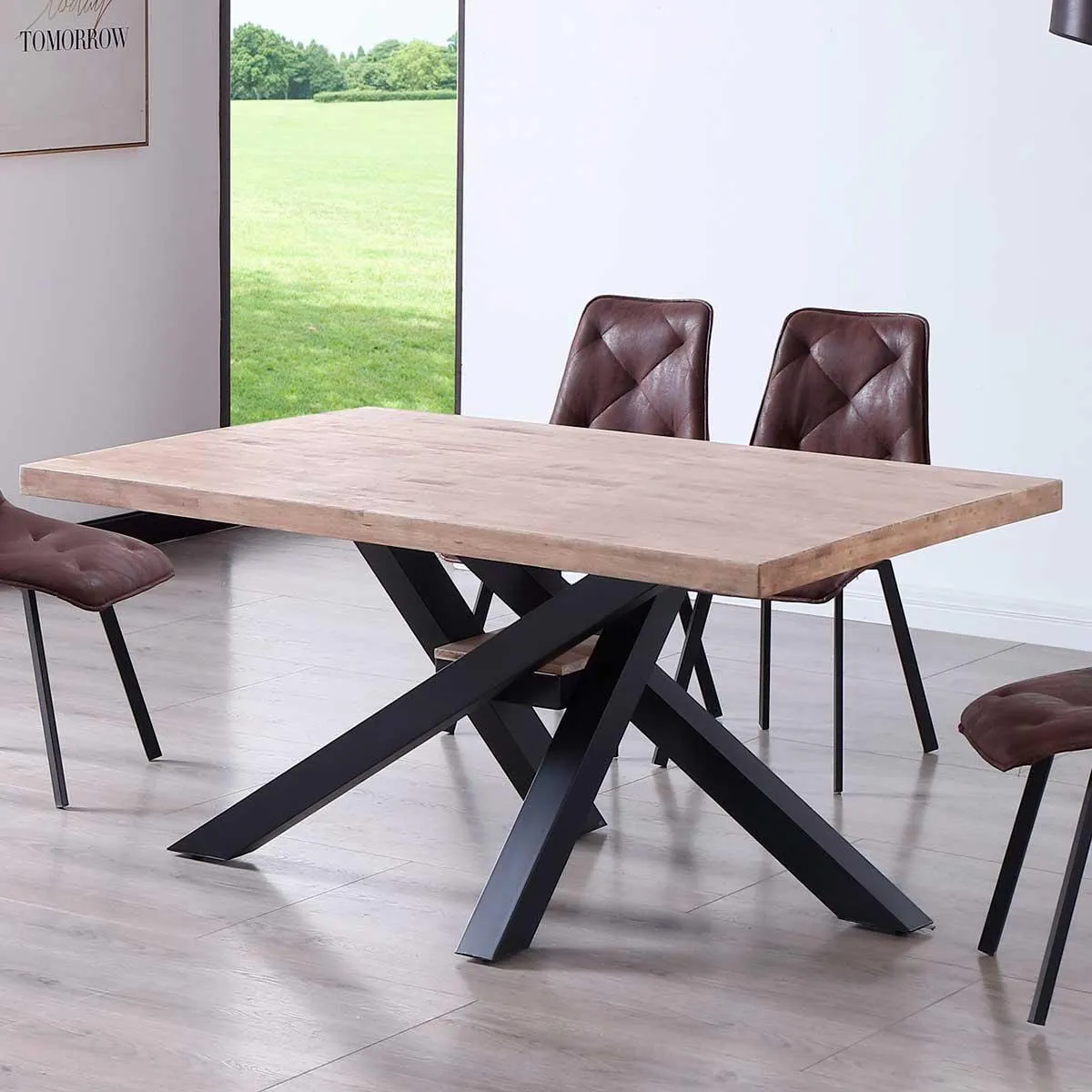 Mesa de comedor Xena patas cruzadas tapa regular 76x160x100 cm