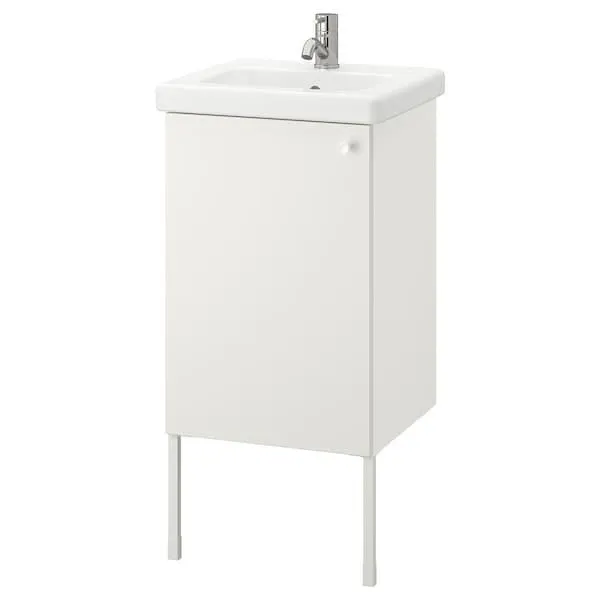 Armario lavabo+1prta, blanco/Pilkån grifo,