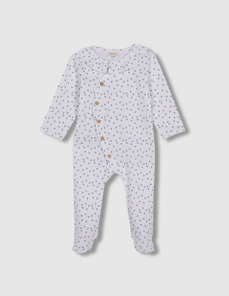 Pijama largo florecitas blanco