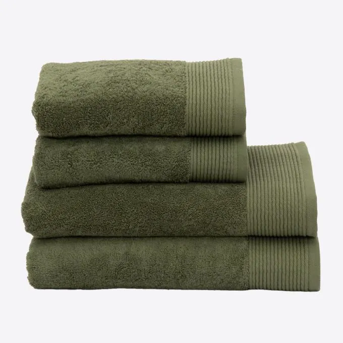 Set 4 Toallas Algodón Peinado - Basic LM Musgo