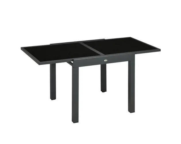 Mesa de jardín 160x80x75 cm aluminio, vidrio templado Outsunny