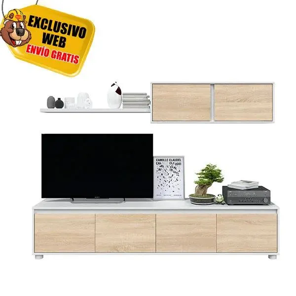 Salón Alida Home Tv Blanco-Roble