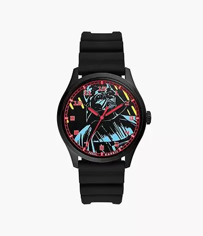Reloj de Darth Vader de Star Wars de edición especial de silicona negra con tres agujas