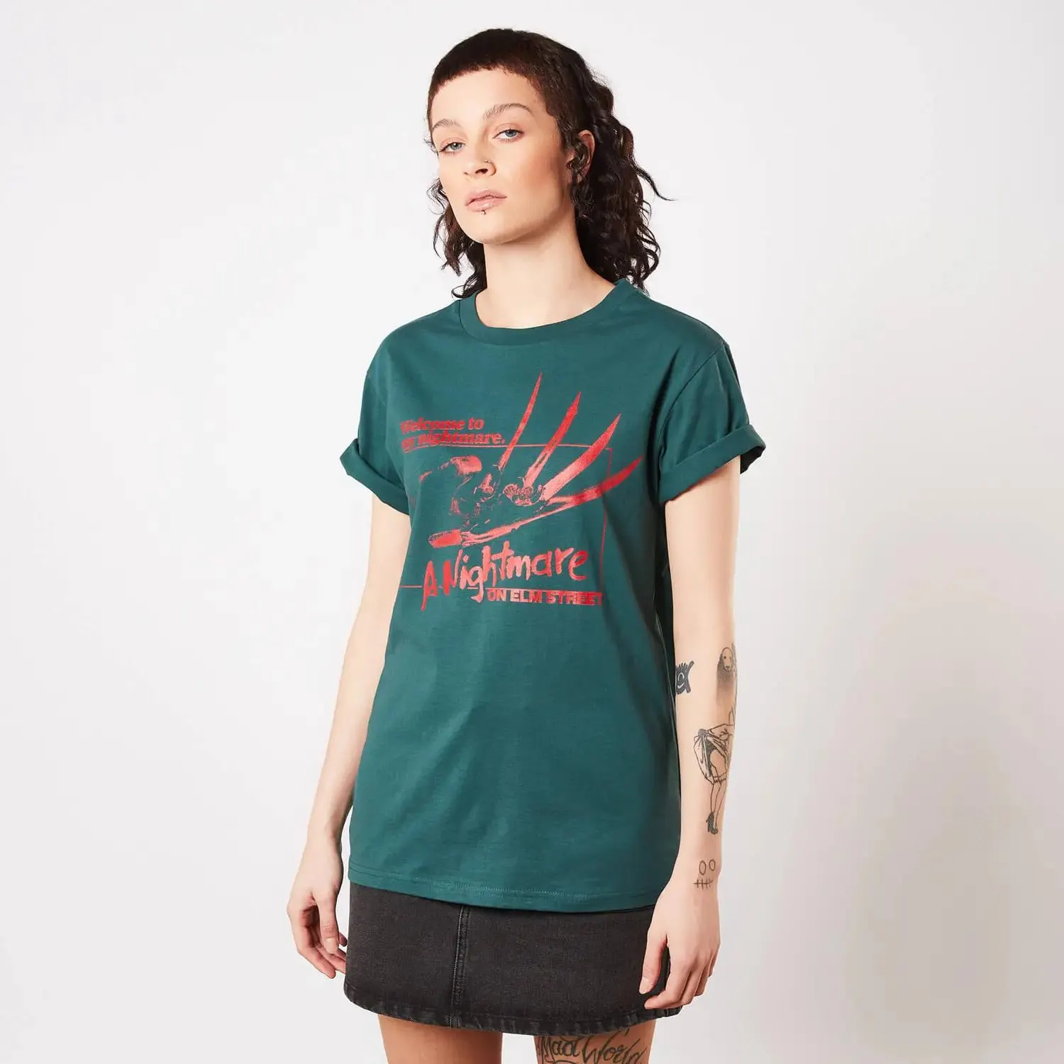 Sudadera Pesadilla en Elm Street Welcome To My Nightmare - Mujer - Verde